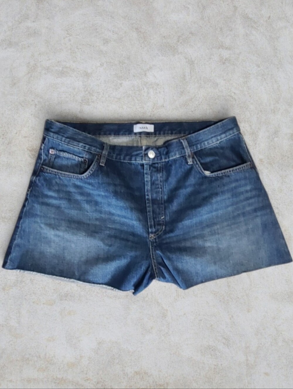 Size 33 nuuds V-FIT High Waisted A-Line Distressed Jean Shorts New